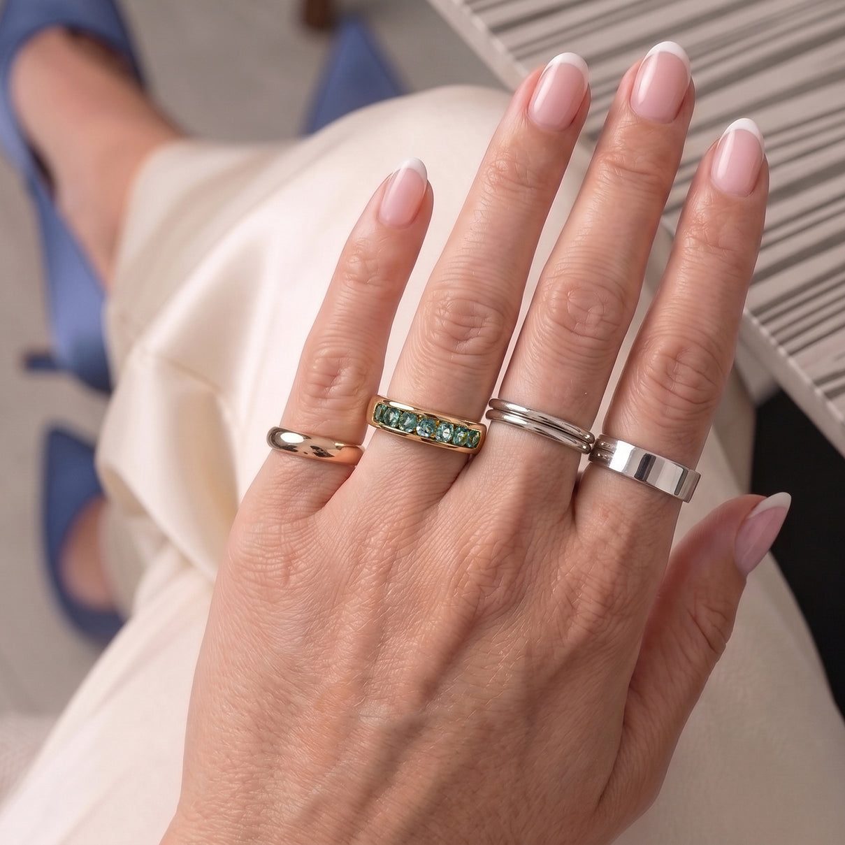 D'Joy - Natural Green Apatite 7 Stone Ring in Yellow Gold Plated Sterling Silver 1.45 Ct. V32518797 3
