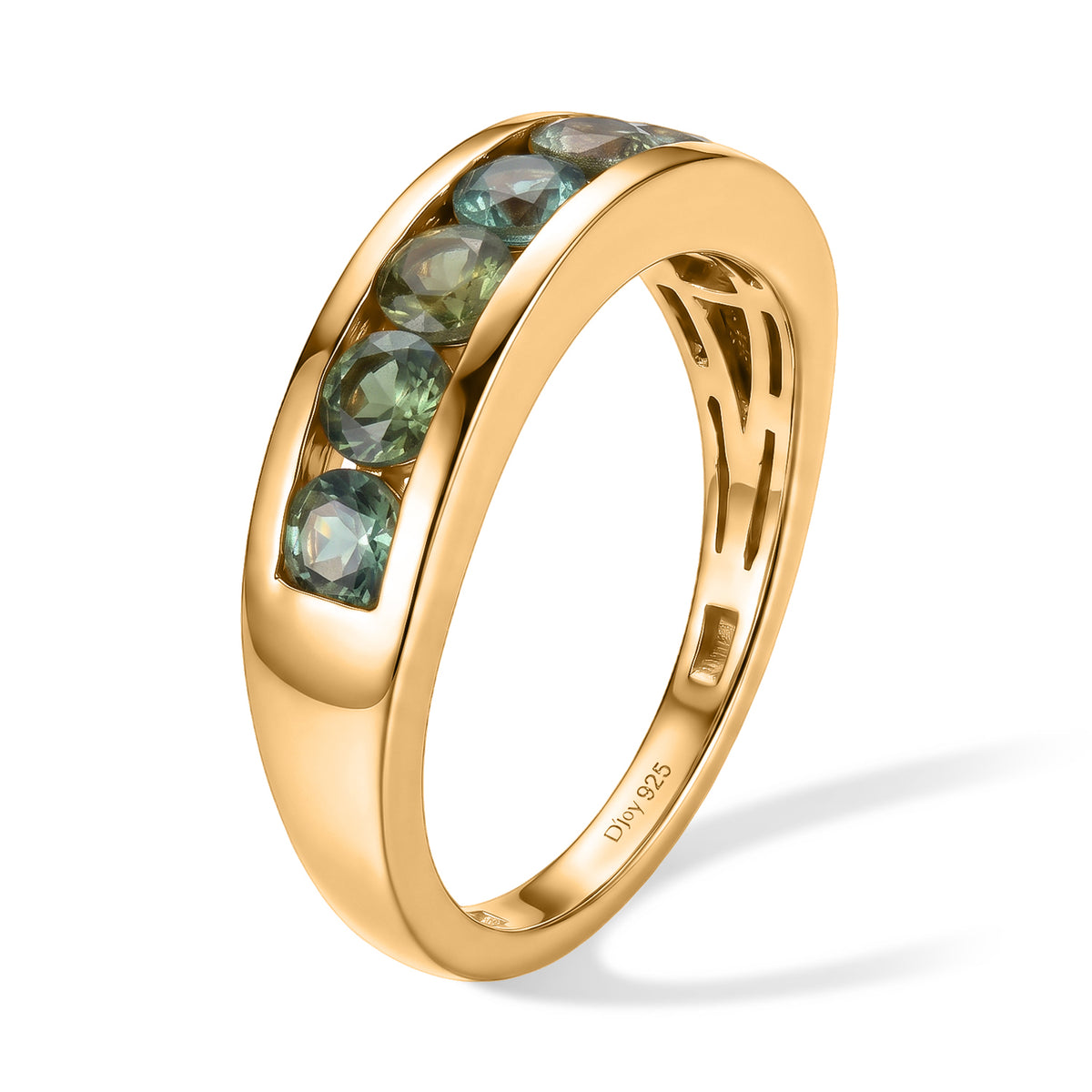 D'Joy - Natural Green Apatite 7 Stone Ring in Yellow Gold Plated Sterling Silver 1.45 Ct. V32518797 4