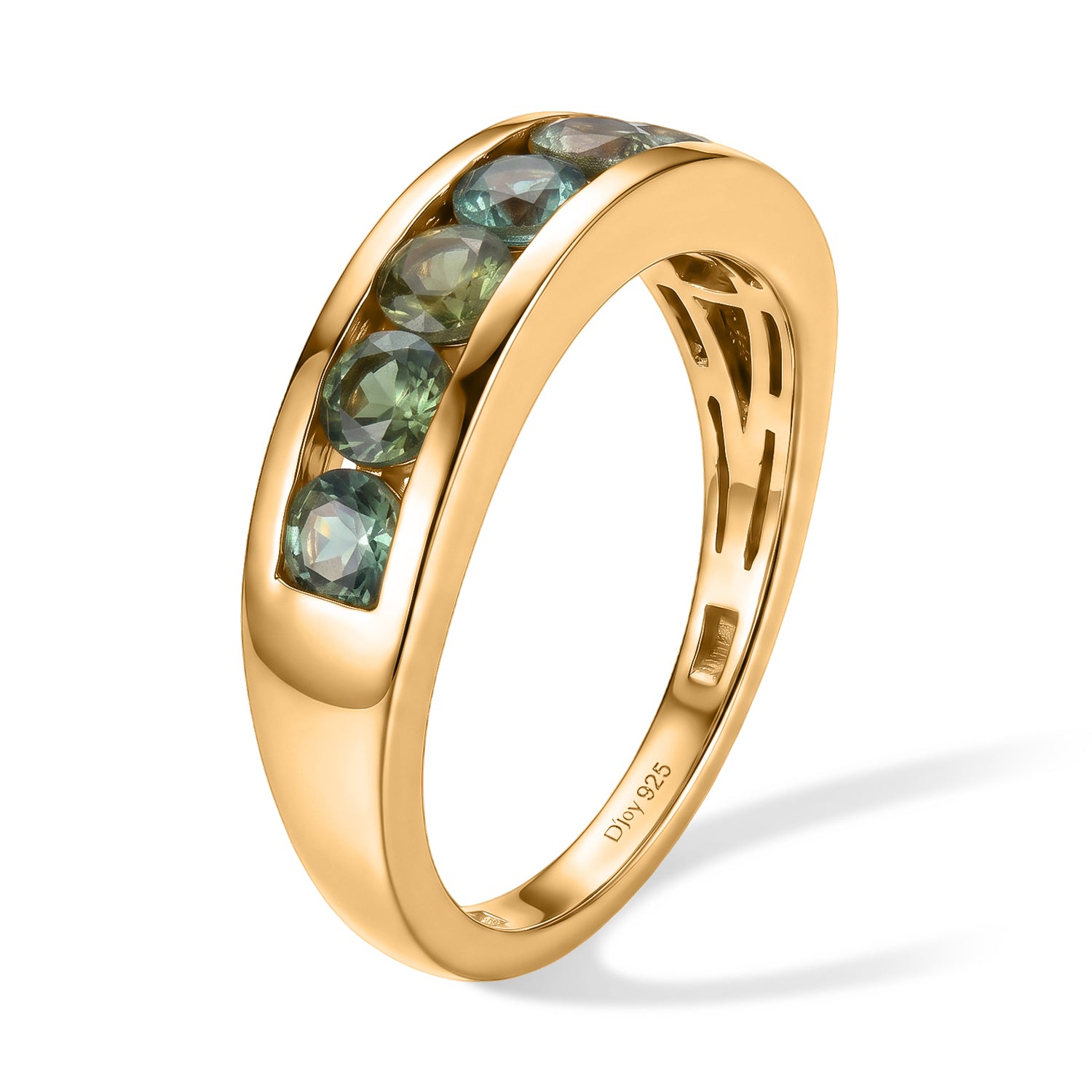 D'Joy - Natural Green Apatite 7 Stone Ring in Yellow Gold Plated Sterling Silver 1.45 Ct. V32518797 4