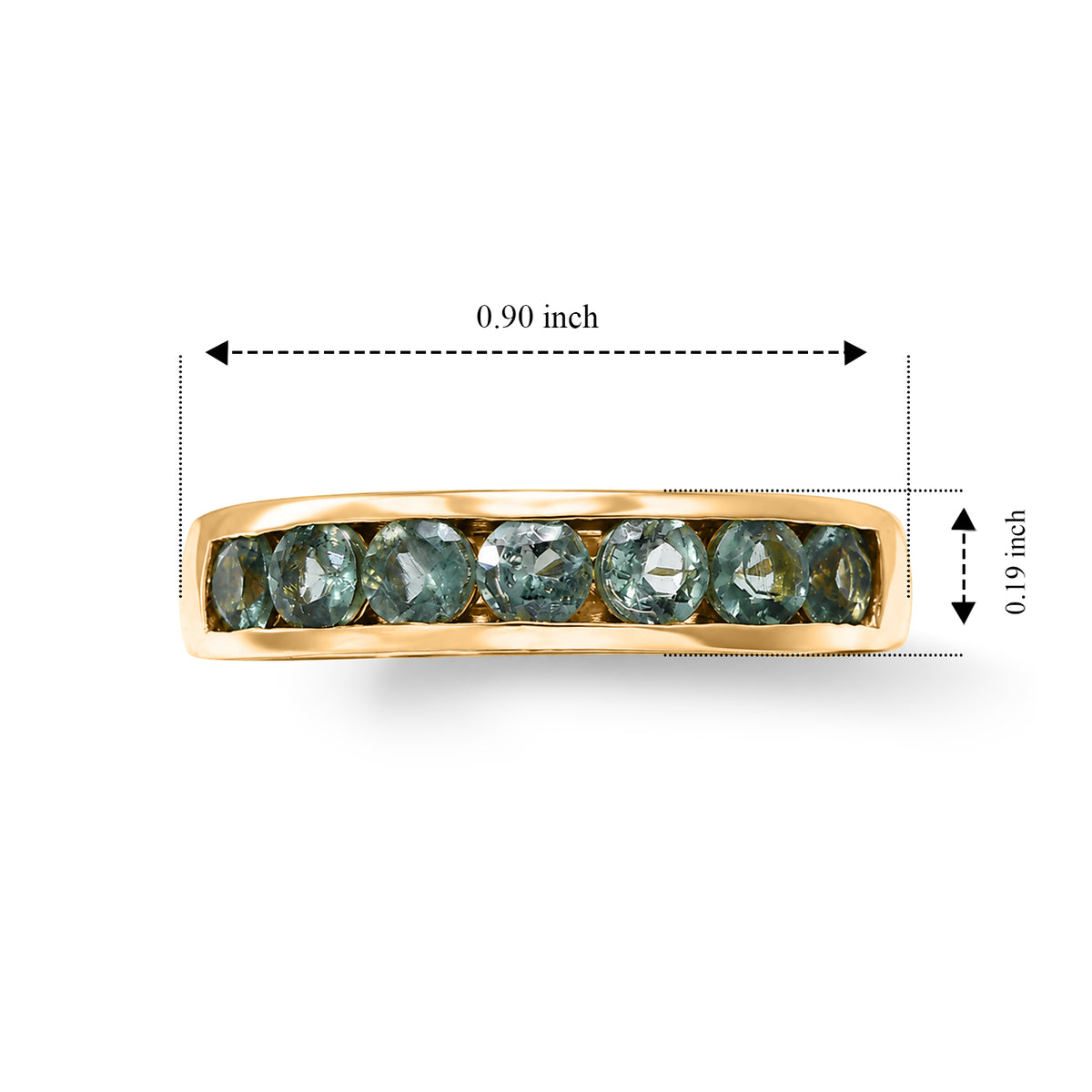 D'Joy - Natural Green Apatite 7 Stone Ring in Yellow Gold Plated Sterling Silver 1.45 Ct. V32518797 6