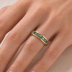 D'Joy - Natural Green Apatite 7 Stone Ring in Yellow Gold Plated Sterling Silver 1.45 Ct._8681244_1