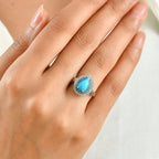 D'Joy Blue Turquoise, White Zircon, Neon Apatite Main Stone With Side Stone Ring in Rhodium OverlaySterling Silver  1.876  Ct._8681871_1