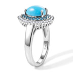 D'Joy Blue Turquoise, White Zircon, Neon Apatite Main Stone With Side Stone Ring in Rhodium OverlaySterling Silver  1.876  Ct._8681871_3