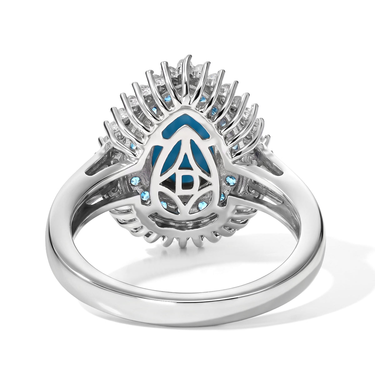 D'Joy Blue Turquoise, White Zircon, Neon Apatite Main Stone With Side Stone Ring in Rhodium OverlaySterling Silver  1.876  Ct. 8681871 4