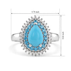 D'Joy Blue Turquoise, White Zircon, Neon Apatite Main Stone With Side Stone Ring in Rhodium OverlaySterling Silver  1.876  Ct._8681871_5