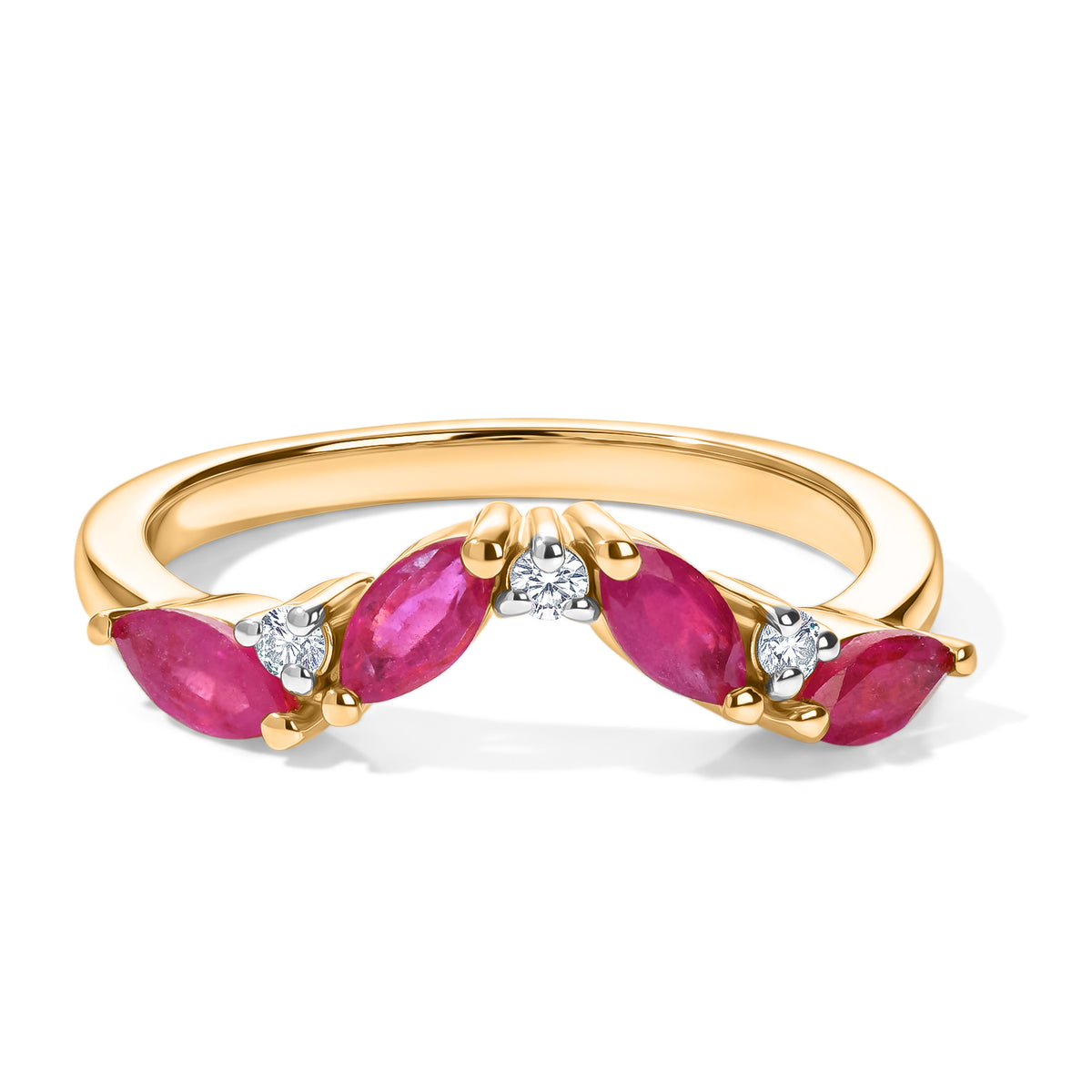 D'Joy - African Ruby &amp; Moissanite Wishbone Ring in 18K Vermeil Yellow Gold Plated Sterling Silver 8682139 0