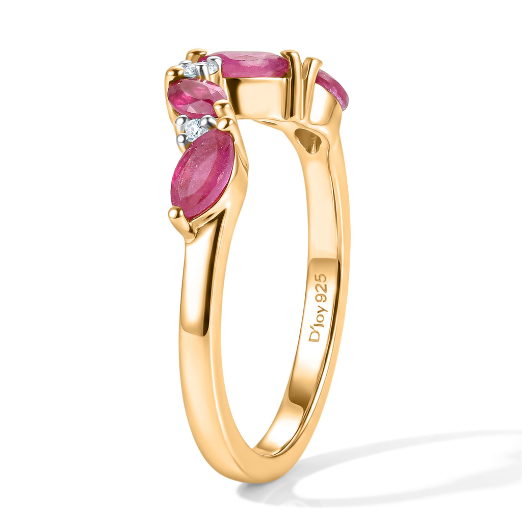 D'Joy - African Ruby & Moissanite Ring in 18K Vermeil Yellow Gold Plated Sterling Silver_8682139_3