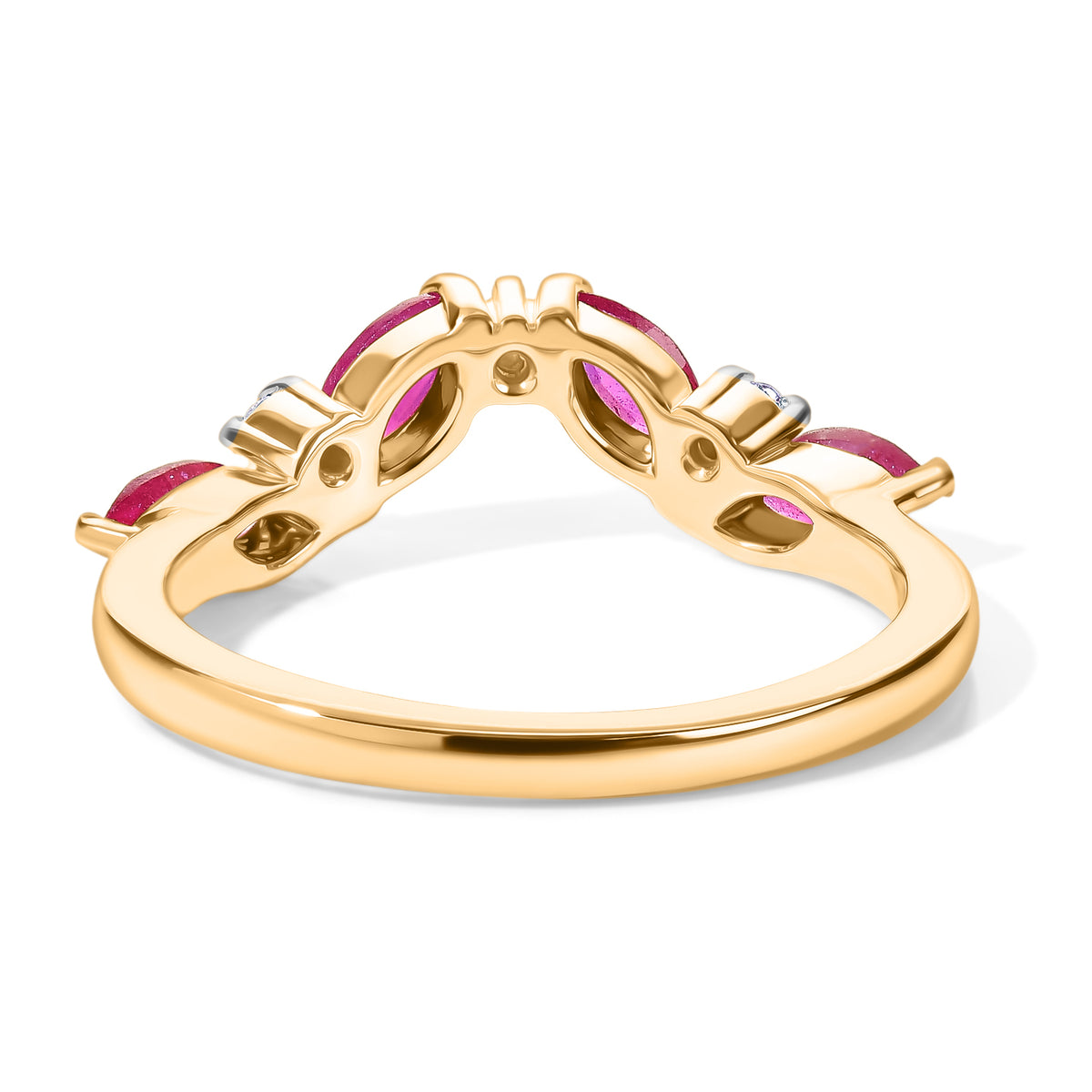 D'Joy - African Ruby &amp; Moissanite Wishbone Ring in 18K Vermeil Yellow Gold Plated Sterling Silver 8682139 5