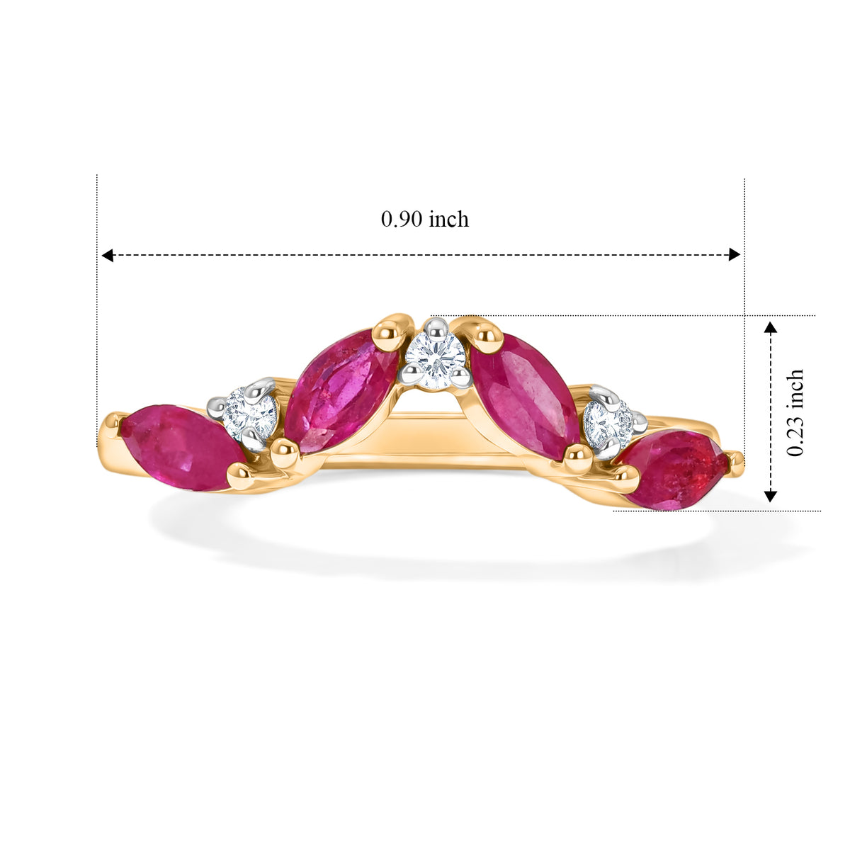 D'Joy - African Ruby &amp; Moissanite Wishbone Ring in 18K Vermeil Yellow Gold Plated Sterling Silver 8682139 8