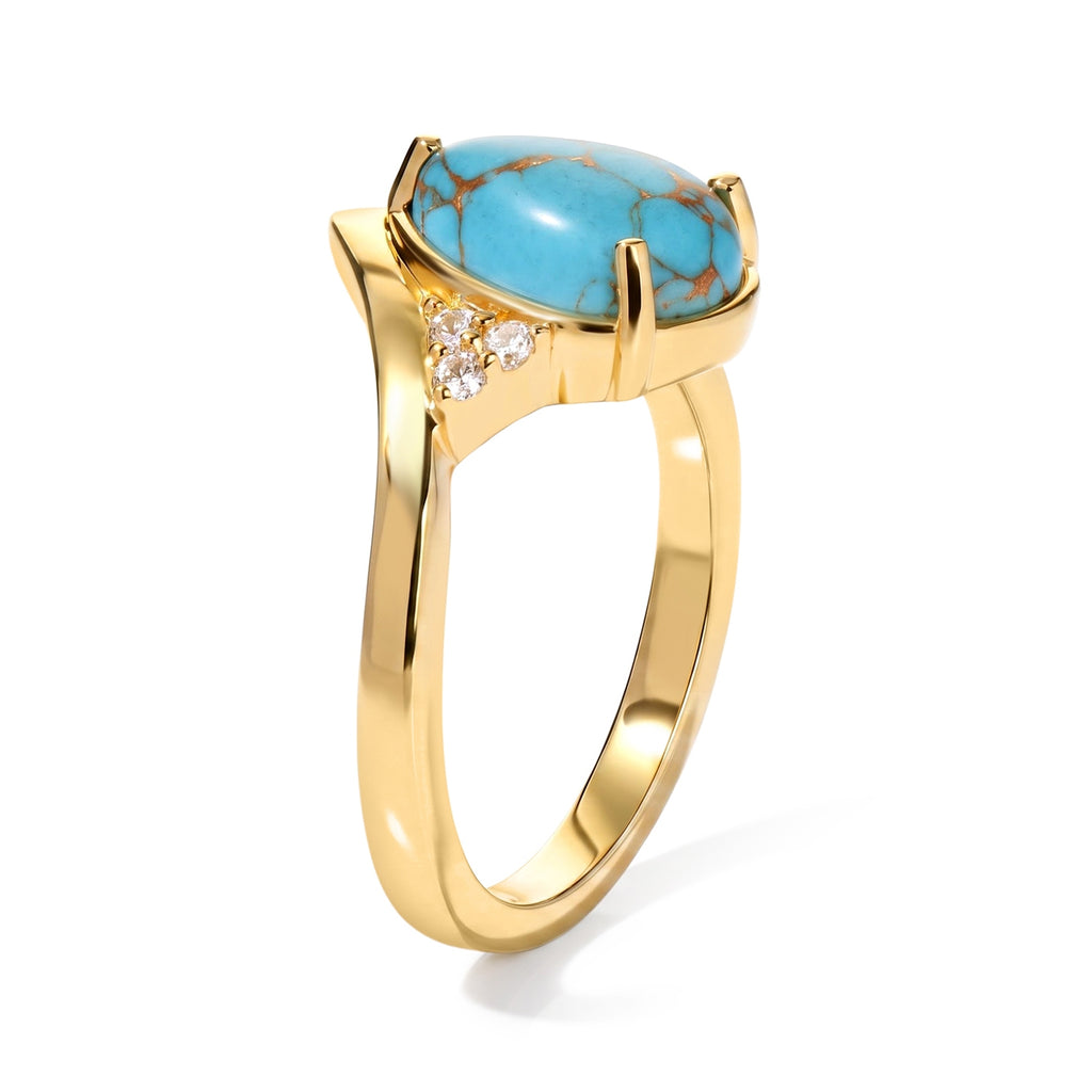 EverTrue Blue Turquoise, White Zircon Band Ring Pure Yellow Brass  1.733  Ct._8682220_3