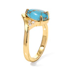 EverTrue Blue Turquoise, White Zircon Band Ring Pure Yellow Brass  1.733  Ct._8682220_3