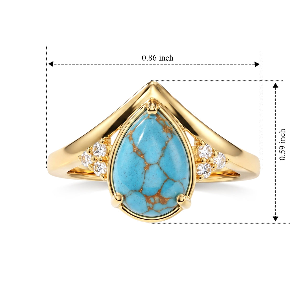 EverTrue - Blue Turquoise &amp; White Zircon Ring in Yellow Gold Tone 1.70 Ct. V32578067 6