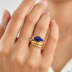 EverTrue - Lapis Lazuli & White Zircon Living Creature Ring in Yellow Gold Tone 3.66 Ct._8682335_1