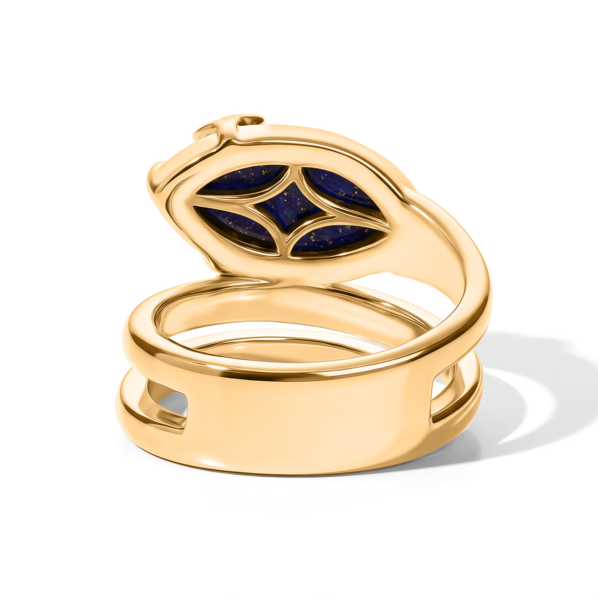EverTrue - Lapis Lazuli &amp; White Zircon Living Creature Ring in Yellow Gold Tone 3.66 Ct. 8682335 4