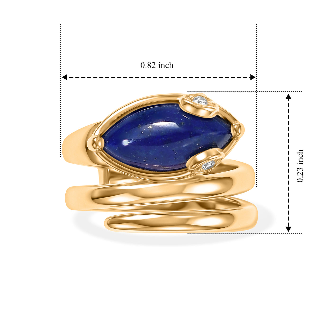 EverTrue - Lapis Lazuli &amp; White Zircon Living Creature Ring in Yellow Gold Tone 3.66 Ct. 8682335 5