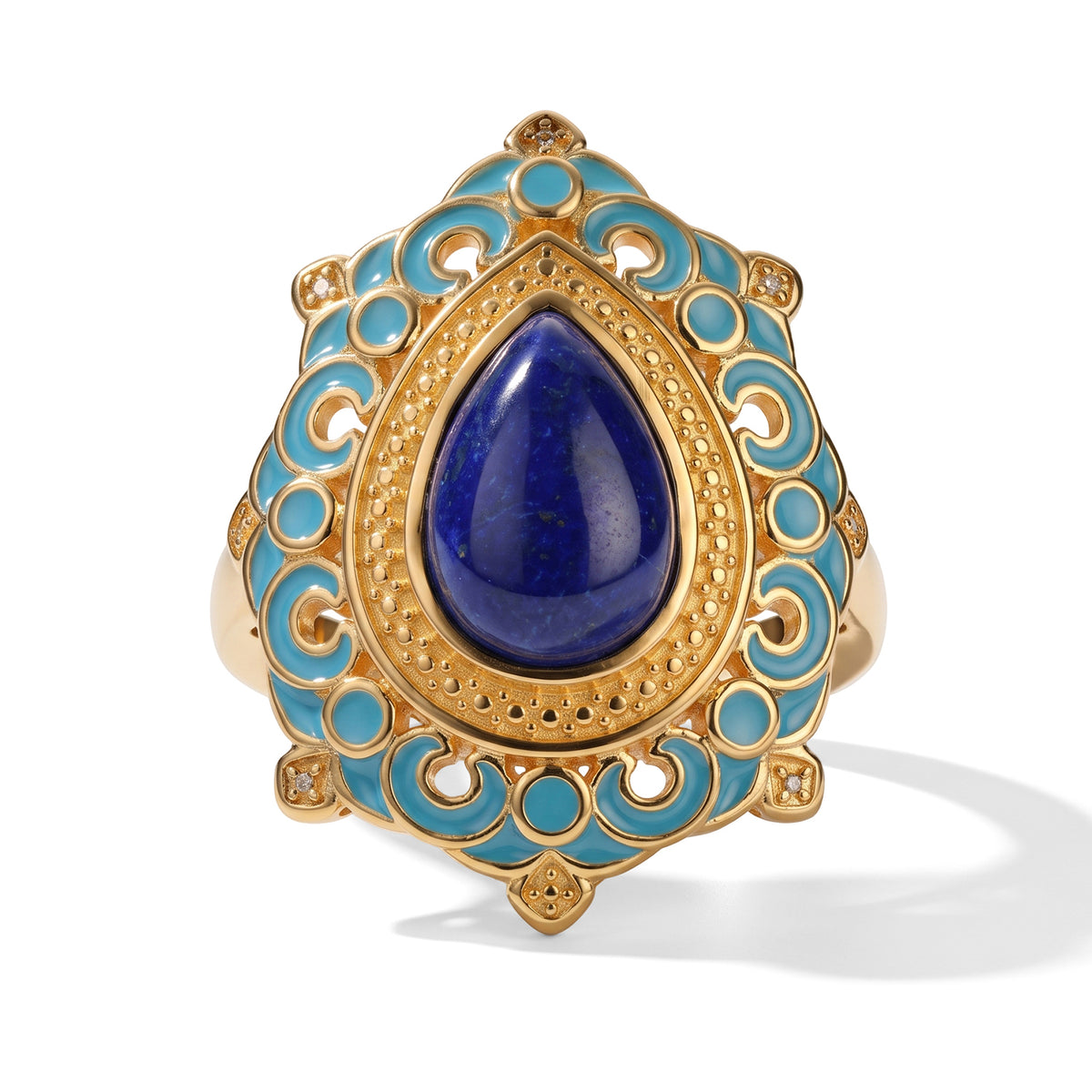 EverTrue - Lapis Lazuli Solitaire Ring in Yellow Gold Tone 3.94 Ct. V32514510 0