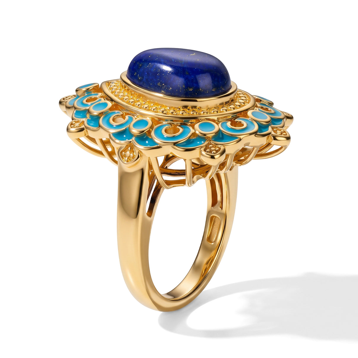 EverTrue - Lapis Lazuli Solitaire Ring in Yellow Gold Tone 3.94 Ct. V32514510 4
