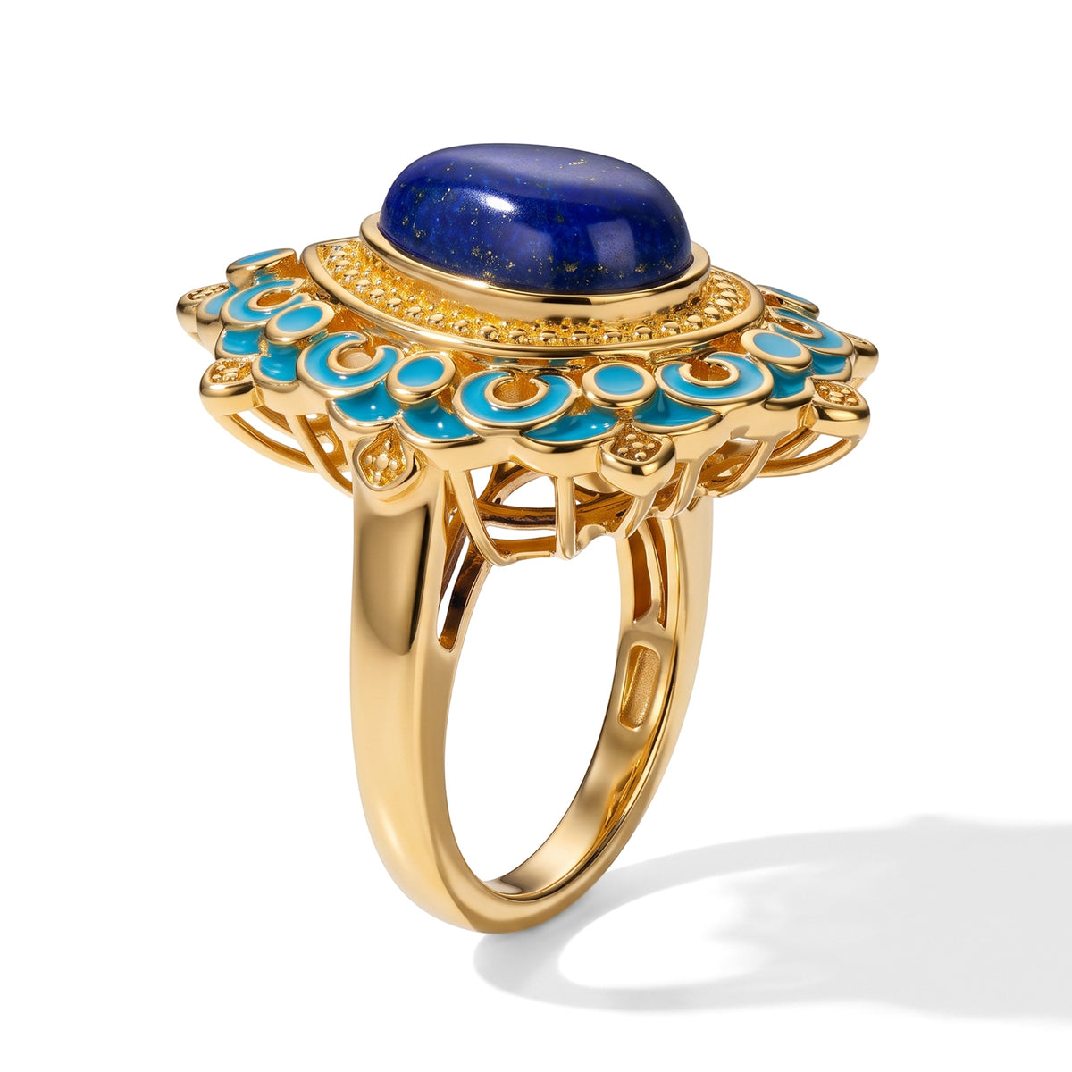 EverTrue - Lapis Lazuli Solitaire Ring in Yellow Gold Tone 3.94 Ct. V32514510 4