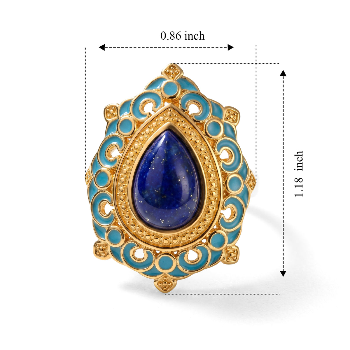 EverTrue - Lapis Lazuli Solitaire Ring in Yellow Gold Tone 3.94 Ct. V32514510 6