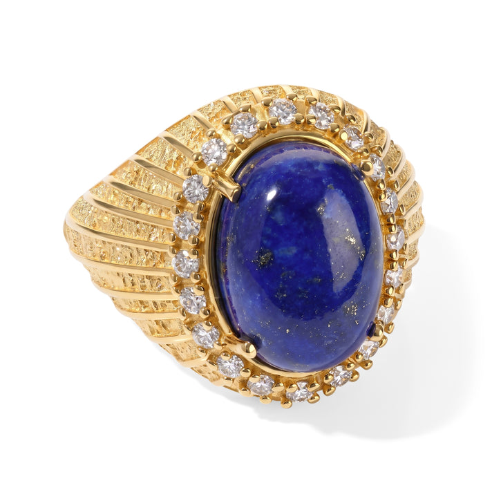 EverTrue - Lapis Lazuli &amp; White Zircon Ring in Yellow Gold Tone 7.83 Ct. 8682358 1