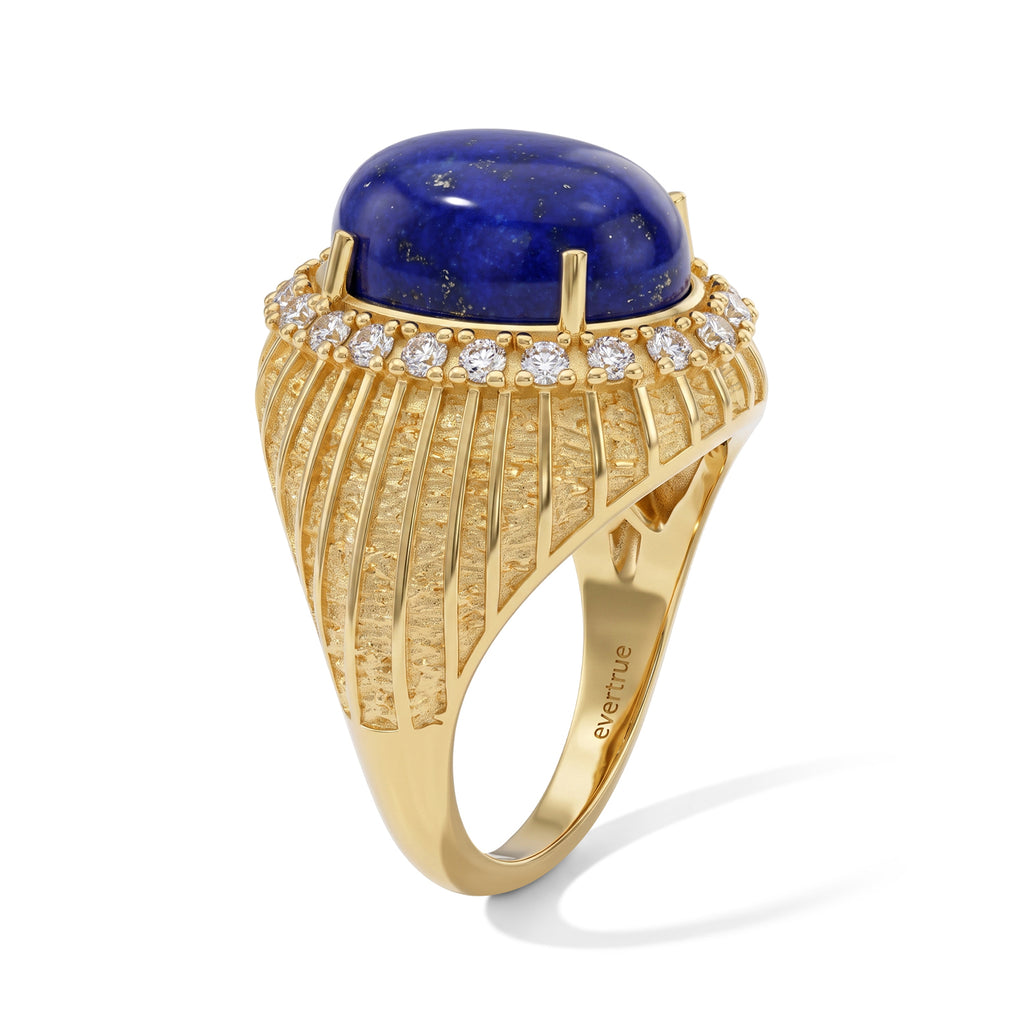 EverTrue - Lapis Lazuli & White Zircon Ring in Yellow Gold Tone 7.83 Ct._8682358_3