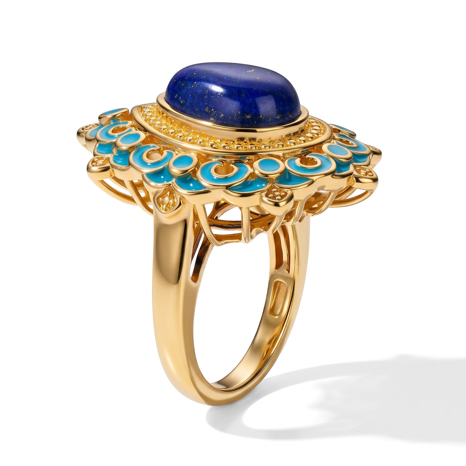 EverTrue - Lapis Lazuli Solitaire Ring in Yellow Gold Tone 3.94 Ct. V32515977 4