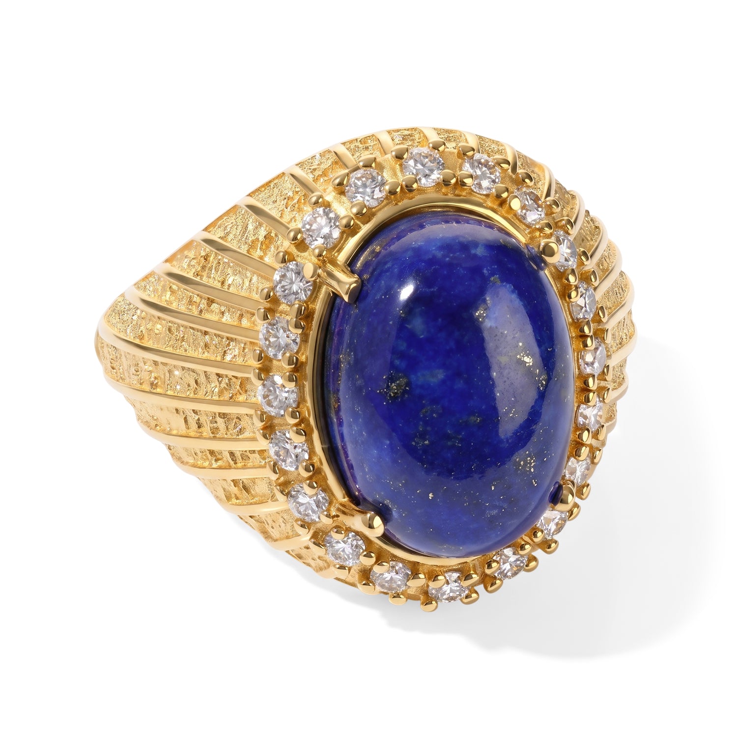 EverTrue - Lapis Lazuli &amp; White Zircon Ring in Yellow Gold Tone 7.83 Ct. 8682370 0