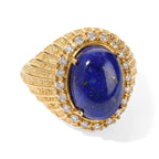 EverTrue - Lapis Lazuli & White Zircon Ring in Yellow Gold Tone 7.83 Ct._8682371