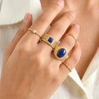EverTrue - Lapis Lazuli & White Zircon Ring in Yellow Gold Tone 7.83 Ct._8682371_2