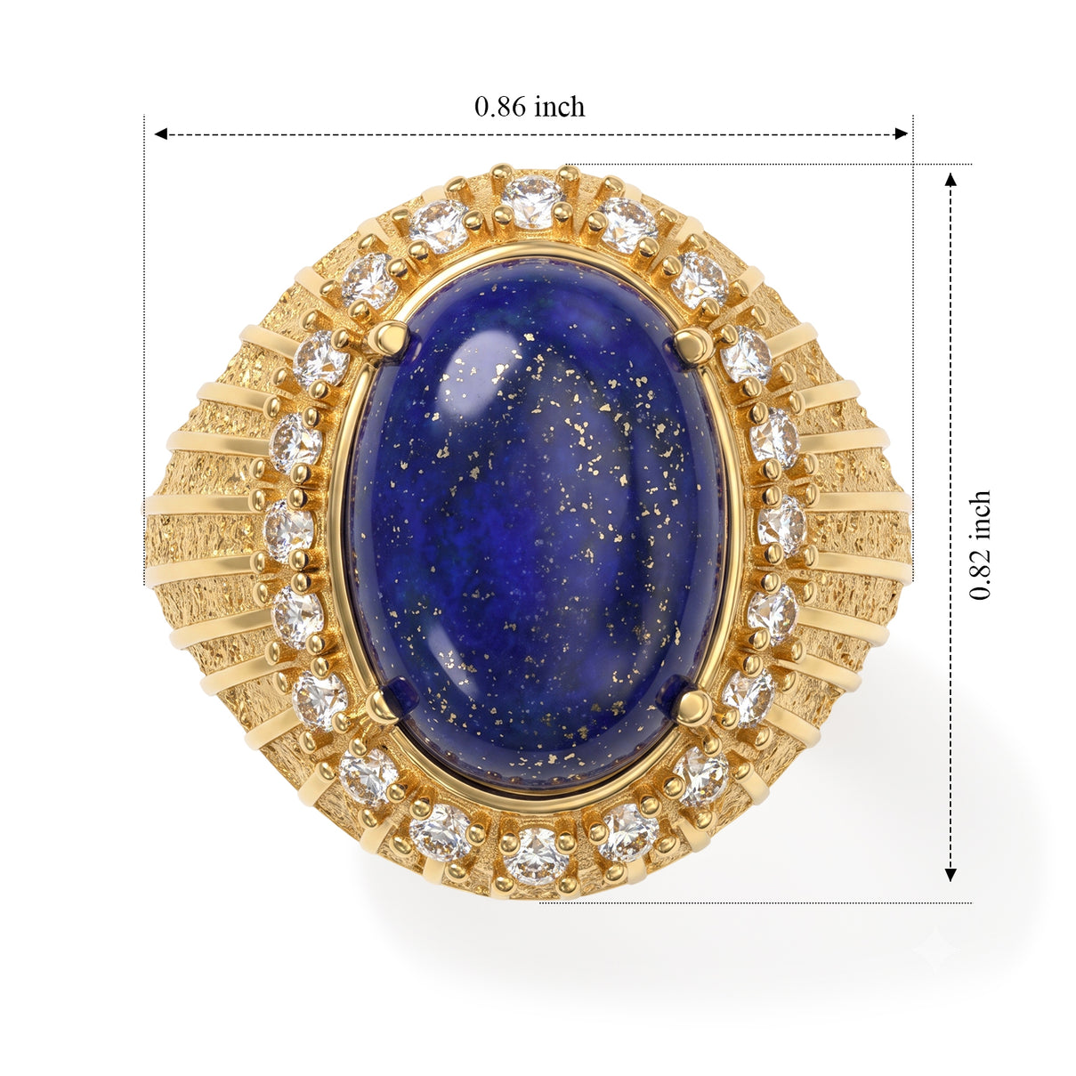 EverTrue - Lapis Lazuli &amp; White Zircon Ring in Yellow Gold Tone 7.83 Ct. 8682372 5