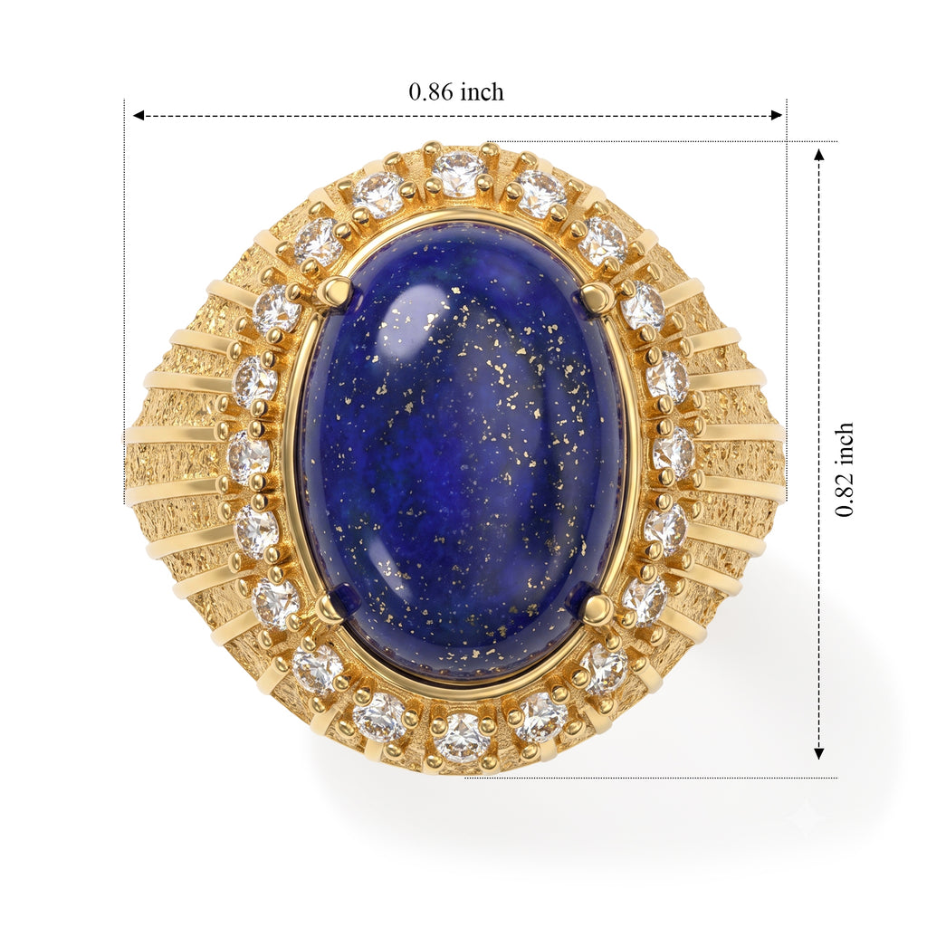 EverTrue - Lapis Lazuli & White Zircon Ring in Yellow Gold Tone 7.83 Ct._8682375_5