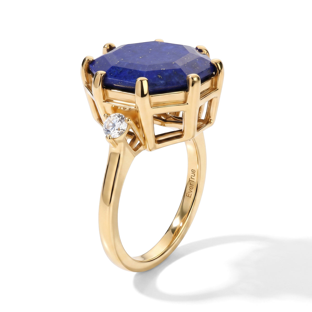 EverTrue - Lapis Lazuli &amp; Moissanite Ring in Yellow Gold Tone 10.45 Ct. V32514741 4