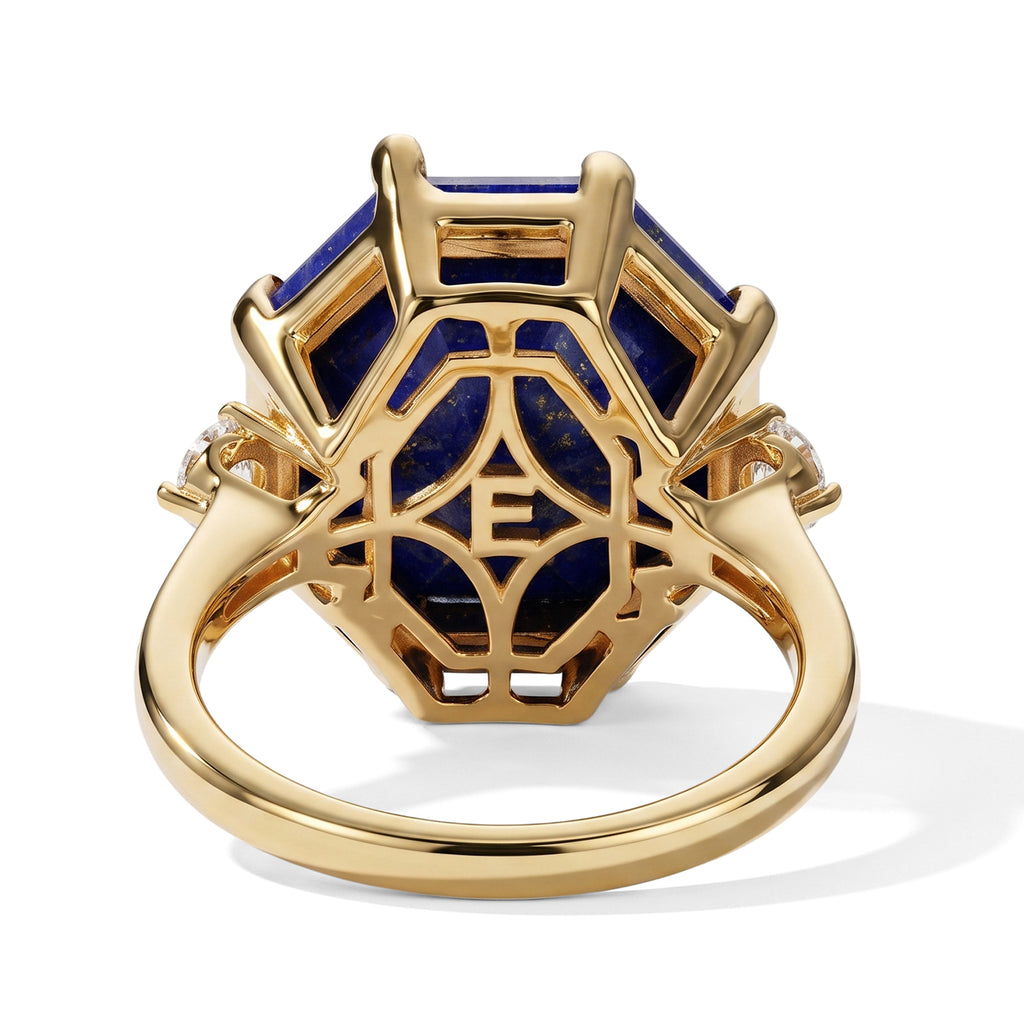 EverTrue - Lapis Lazuli & Moissanite Ring in Yellow Gold Tone 10.45 Ct._8682394_4
