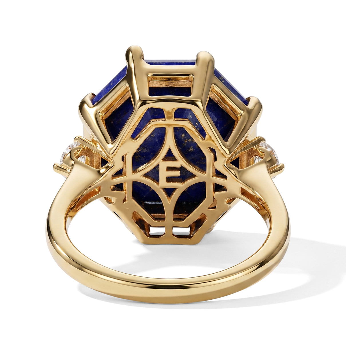 EverTrue - Lapis Lazuli &amp; Moissanite Ring in Yellow Gold Tone 10.45 Ct. V32514741 5