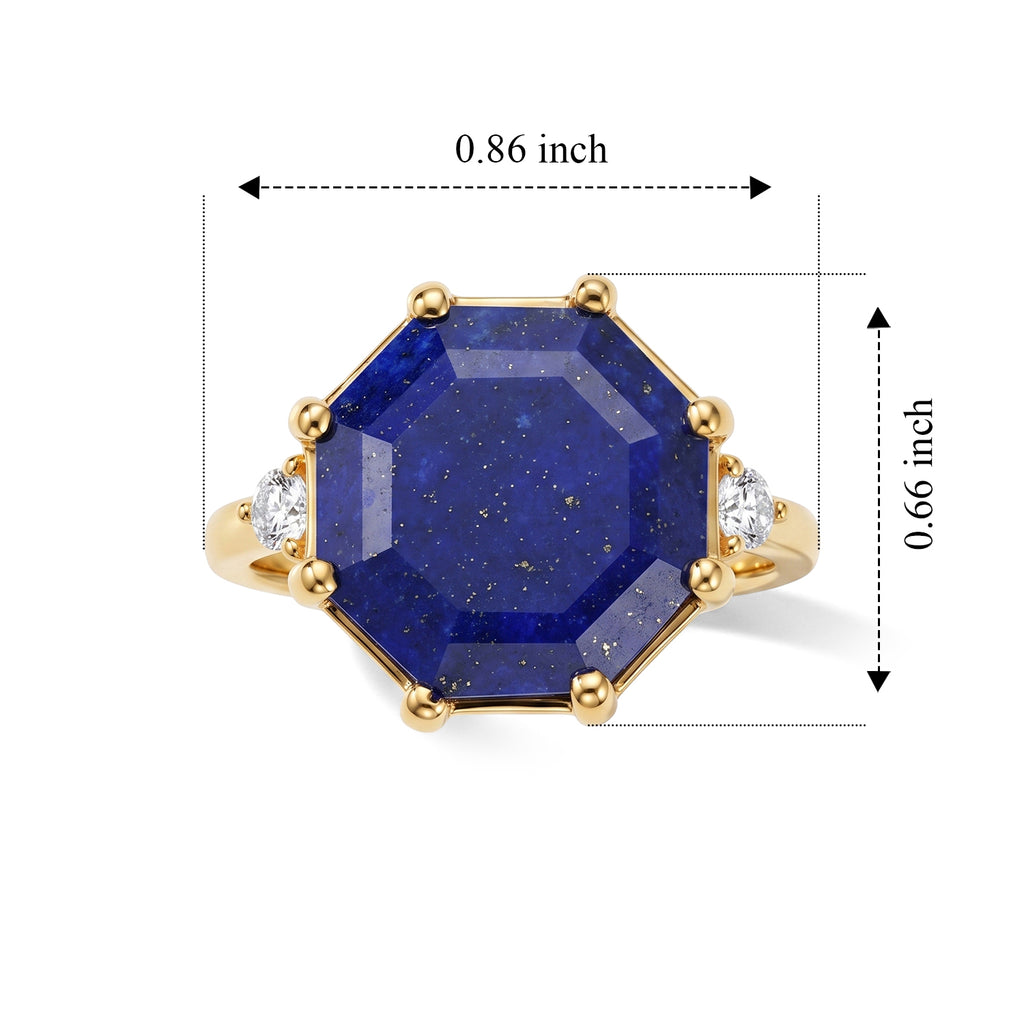 EverTrue - Lapis Lazuli & Moissanite Ring in Yellow Gold Tone 10.45 Ct._8682394_5