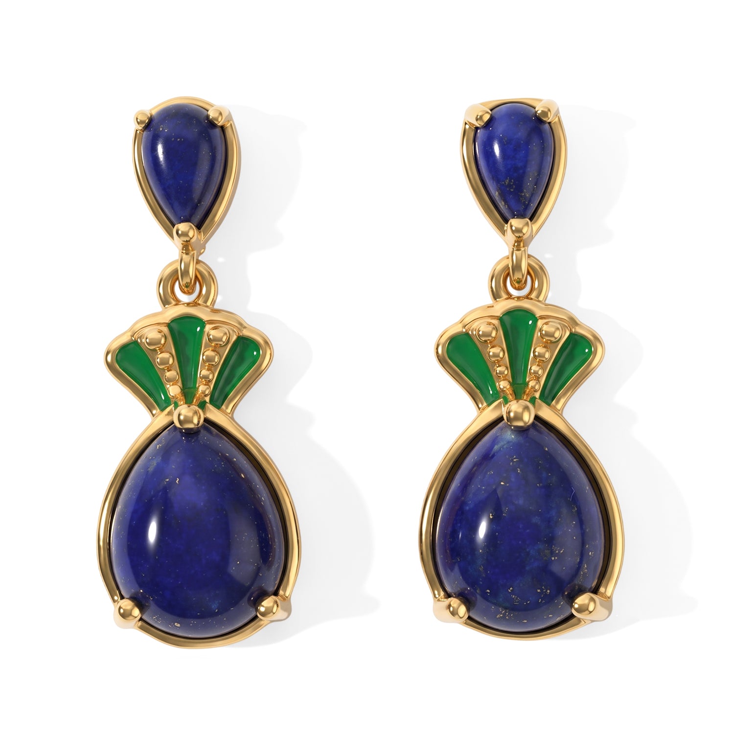 EverTrue - Lapis Lazuli Dangling Earring with Push Back in Yellow Gold Tone 5.16 Ct. 8682395 0