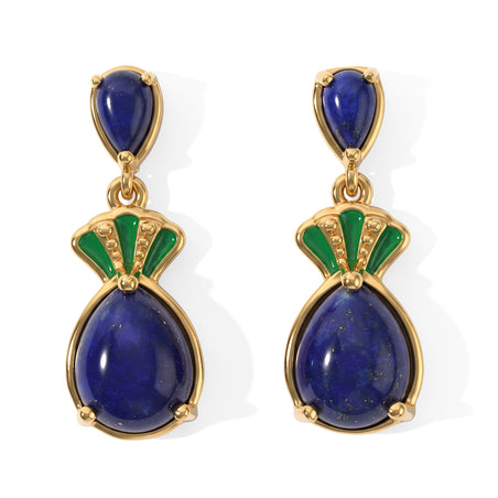 EverTrue - Lapis Lazuli Dangling Earring with Push Back in Yellow Gold Tone 5.16 Ct. 8682395 1