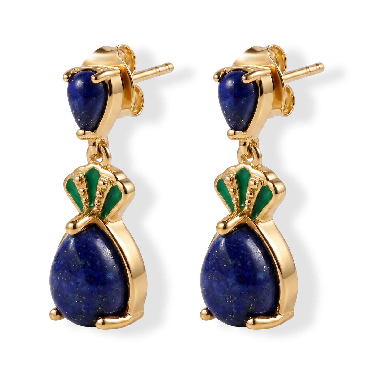 EverTrue - Lapis Lazuli Dangling Earring with Push Back in Yellow Gold Tone 5.16 Ct. 8682395 3