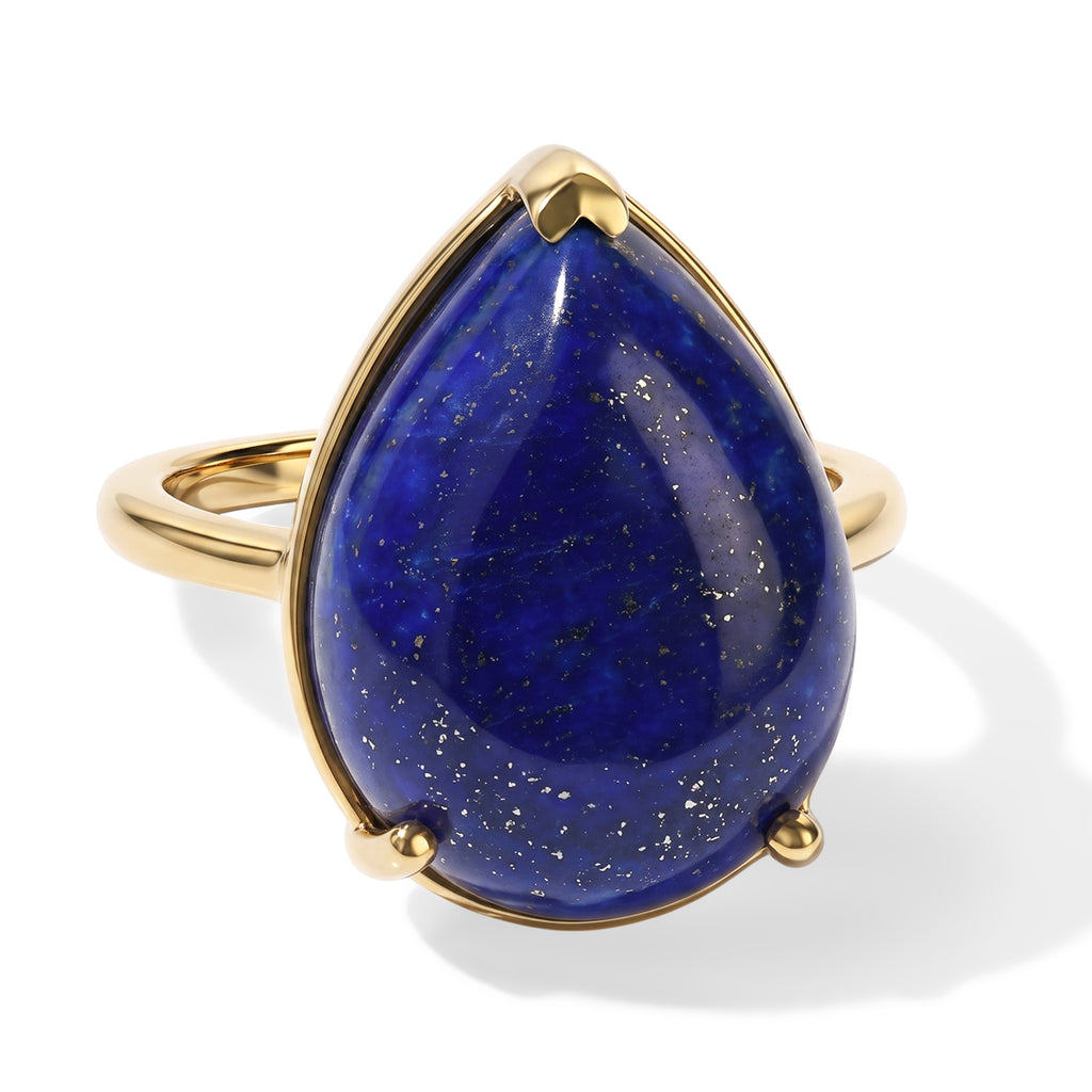 D'Joy - Lapis Lazuli Stackable Ring in Yellow Gold Plated Sterling Silver 12.17 Ct._8682715