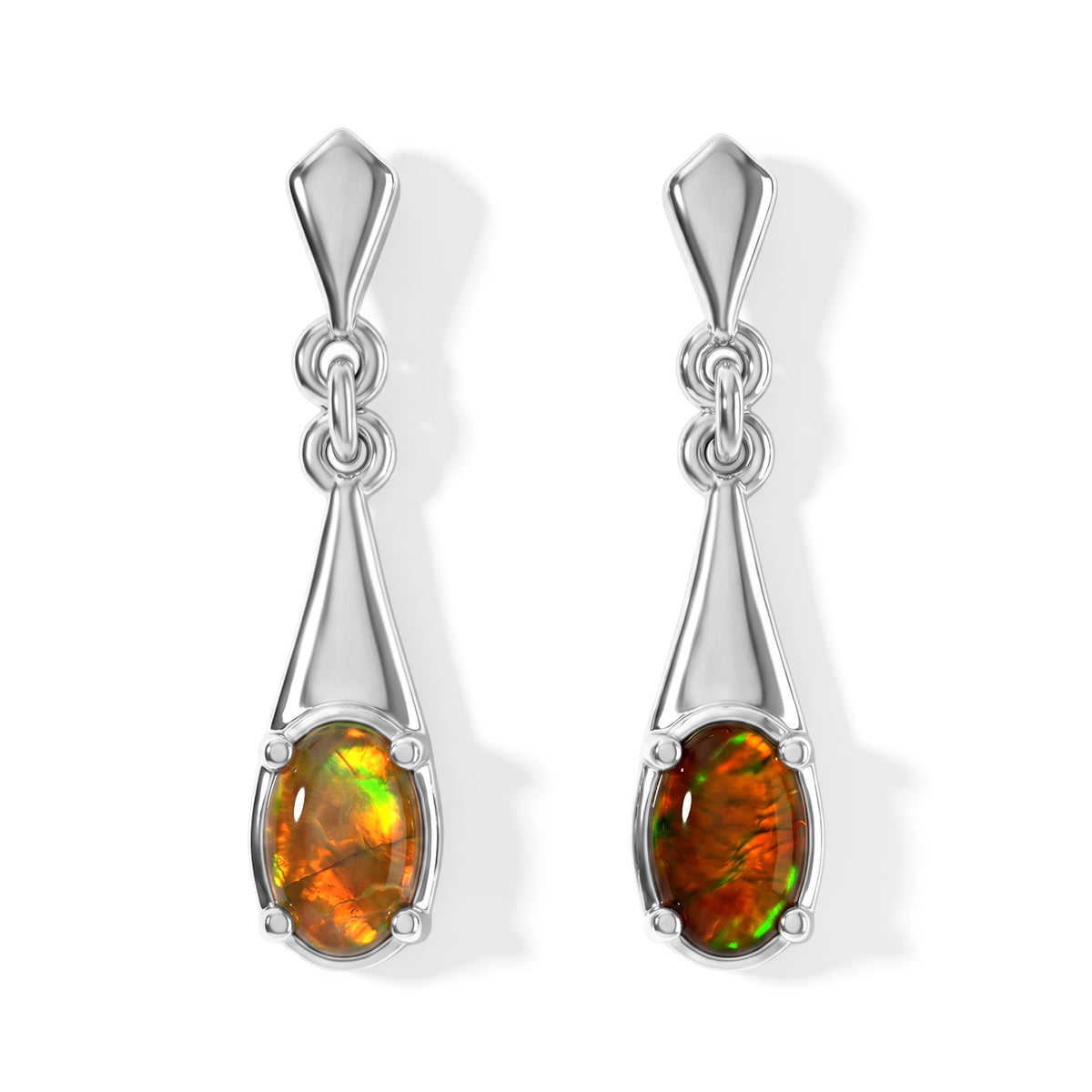 D'Joy - Ammolite Dangling Earring with Push Post in Rhodium Overlay Sterling Silver 1.04 Ct. 8682718 0