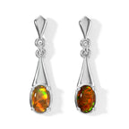 D'Joy - Ammolite Dangling Earring with Push Post in Rhodium Overlay Sterling Silver 1.04 Ct._8682718