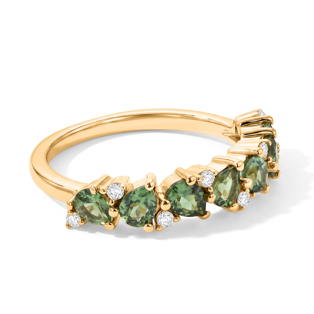 D'Joy - Natural Green Apatite &amp; White Zircon Ring in Yellow Gold Plated Sterling Silver 1.36 Ct. V32519365 0