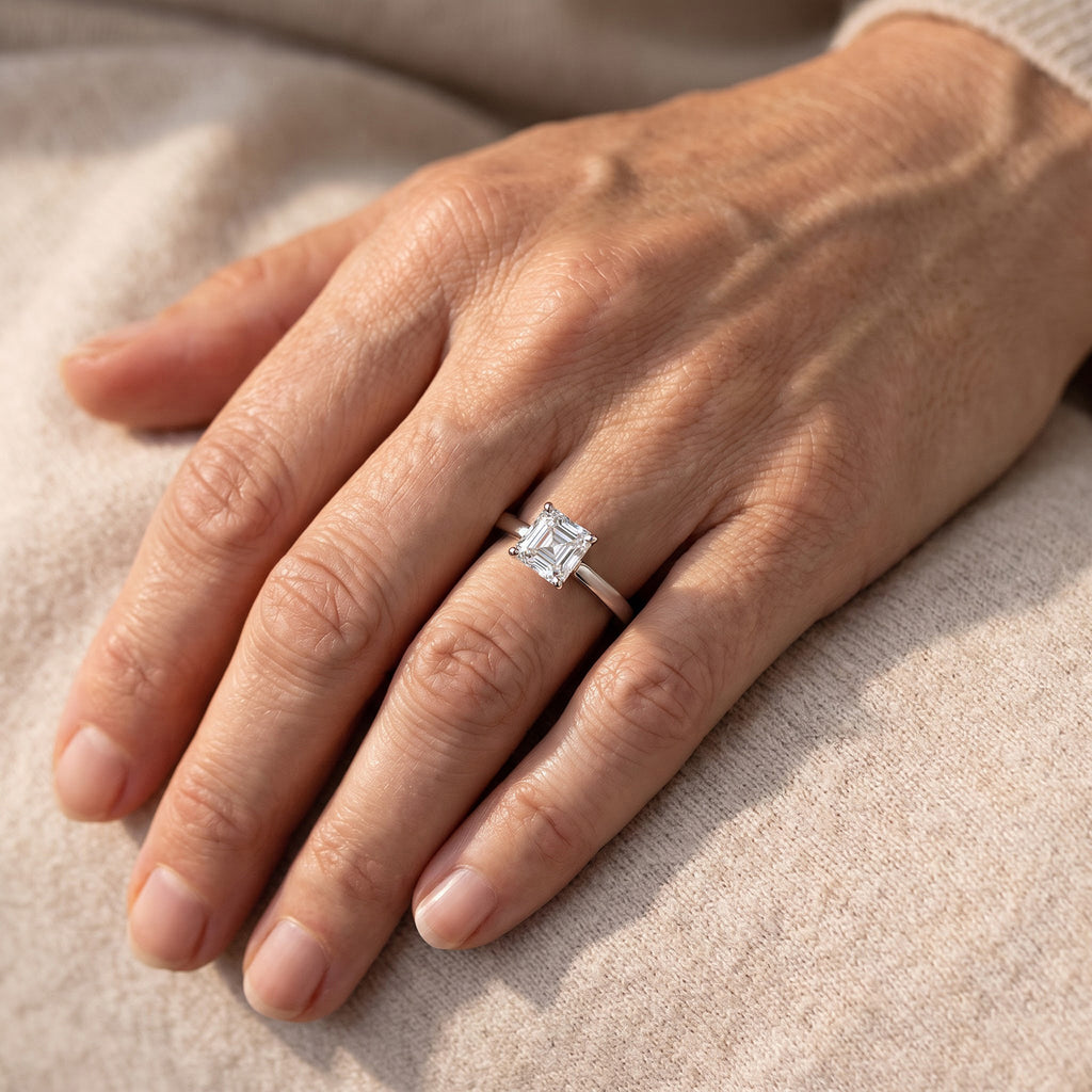 D'Joy - Moissanite Solitaire Ring in Platinum Overlay Sterling Silver  1.10 Ct._8682783