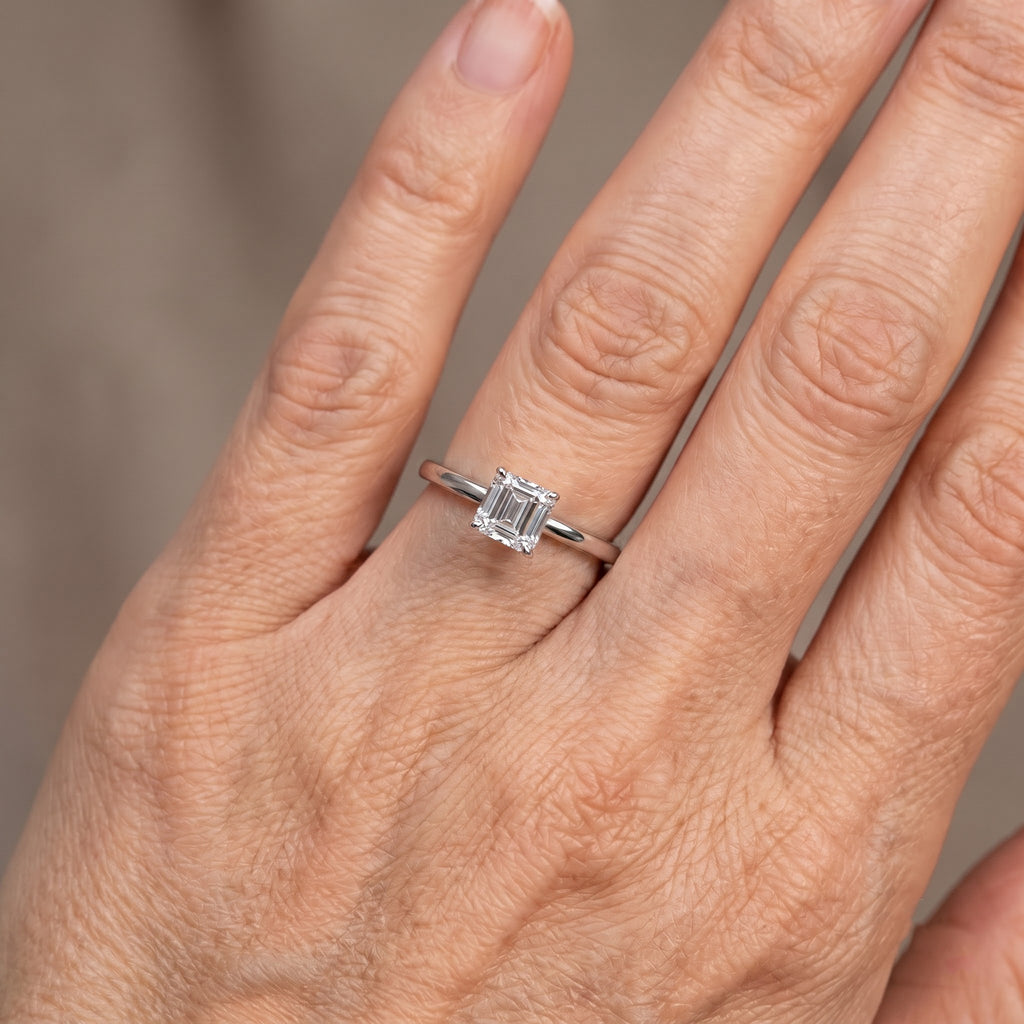D'Joy - Moissanite Solitaire Ring in Platinum Overlay Sterling Silver  1.10 Ct._8682783_2