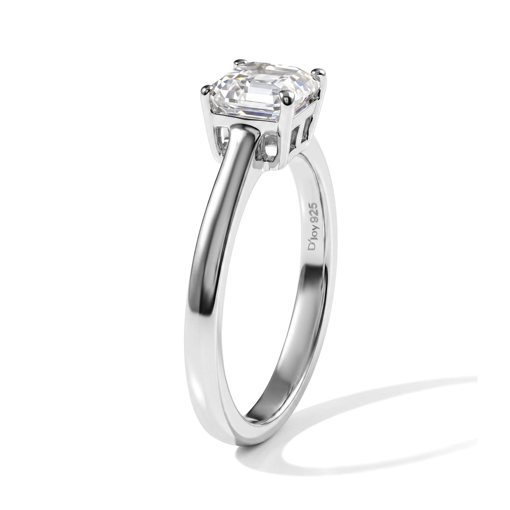 D'Joy - Moissanite Solitaire Ring in Platinum Overlay Sterling Silver  1.10 Ct._8682783_3