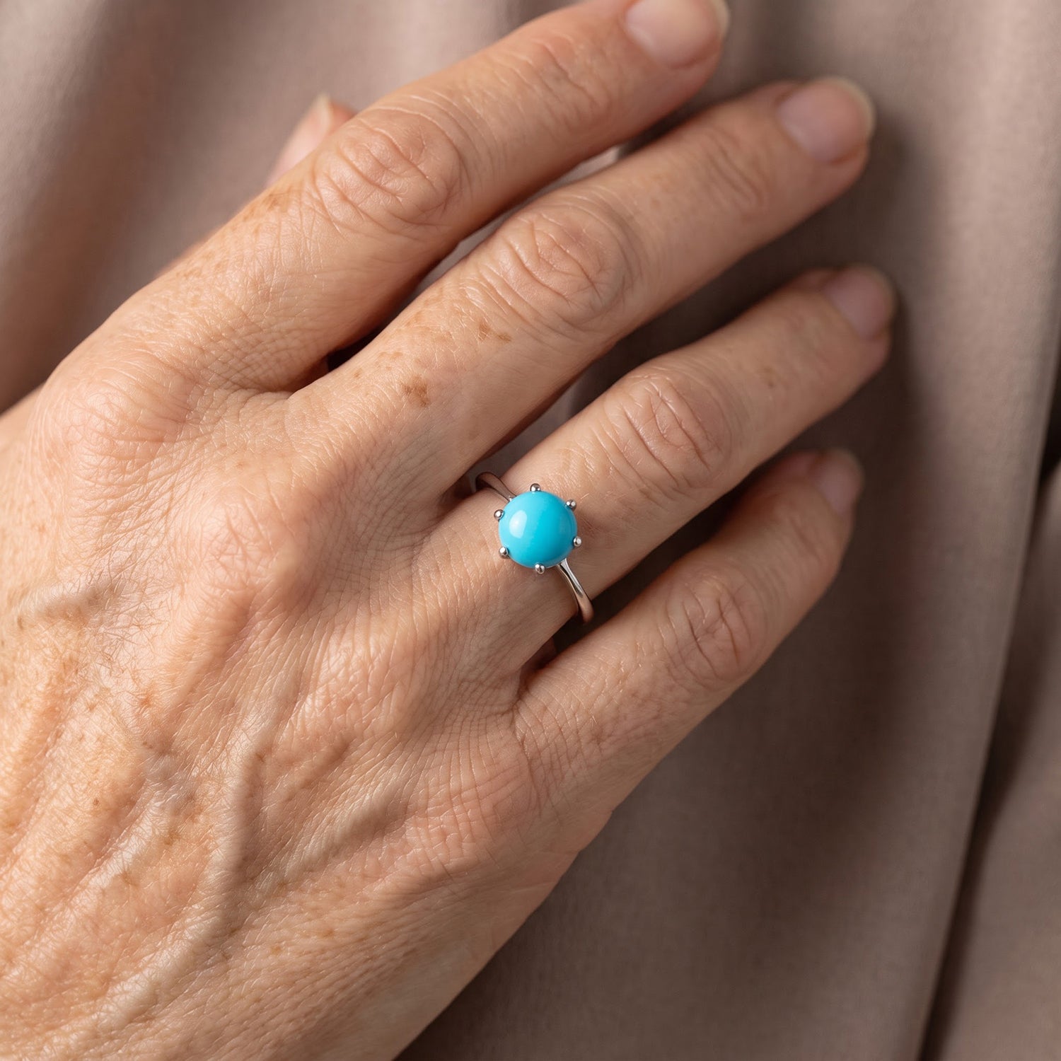 D'Joy Blue Turquoise Ring in Platinum OverlaySterling Silver  1.100  Ct. 8683398 2
