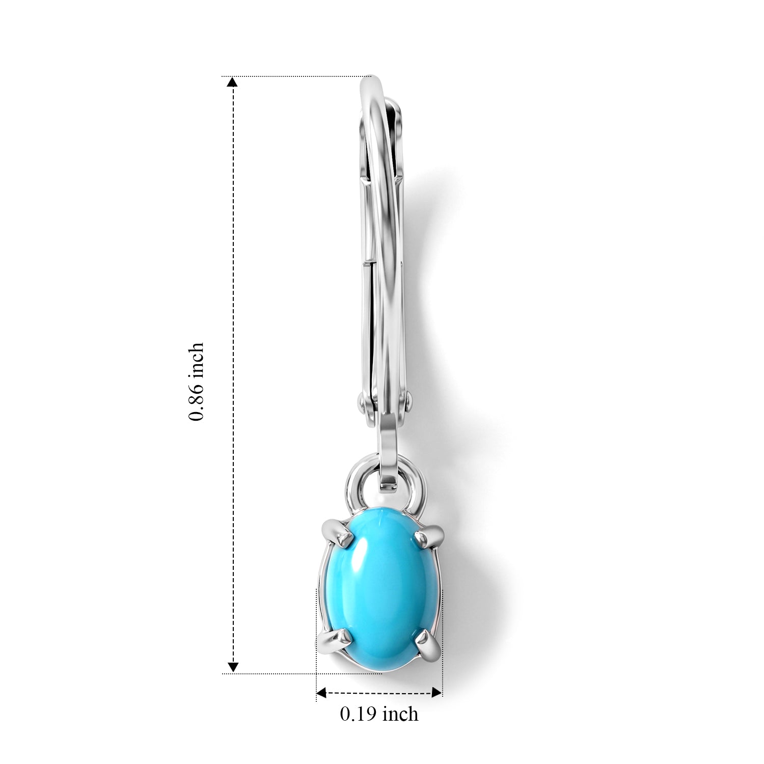 D'Joy Blue Turquoise Earring in Platinum OverlaySterling Silver  0.960  Ct. 8683413 4