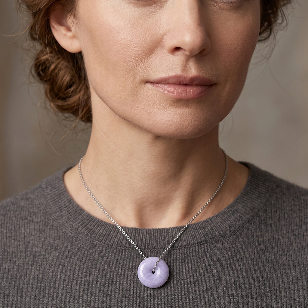 D'Joy Burmese Lavender Jade Necklace (Size - 20) in Rhodium OverlaySterling Silver  70.000  Ct._8683462_1