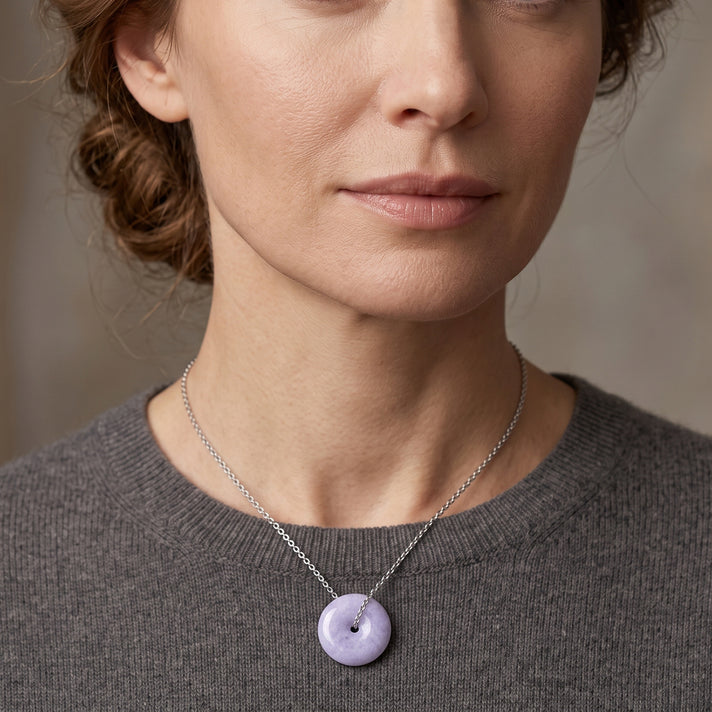 Chairman Collection - Burmese Type A Natural Lavender Jadeite Necklace - Inspired by the legendary Sun Wukong Monkey King mythology (Size - 20) in Rhodium Overlay Sterling Silver 70.00 Ct. 8683462 2