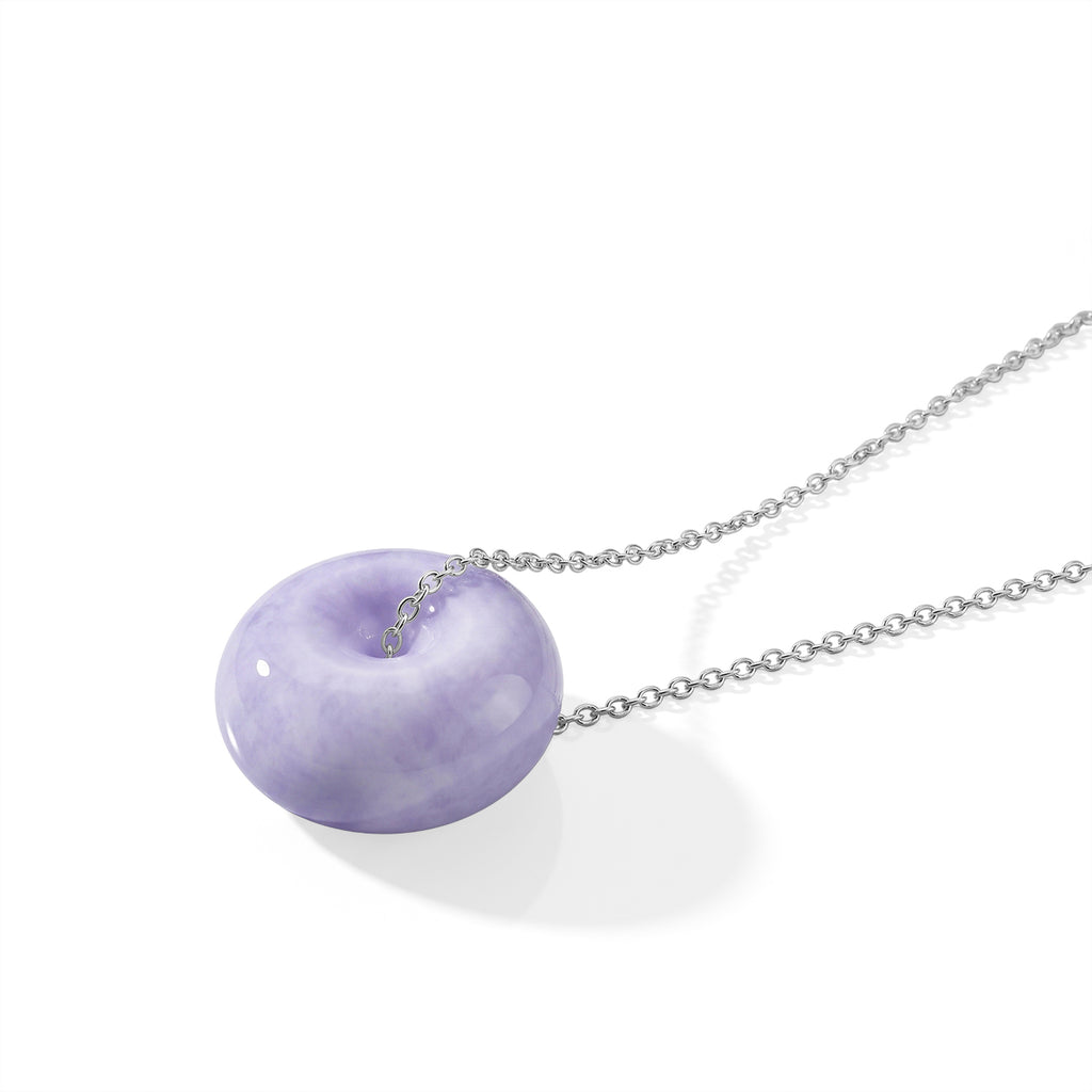 D'Joy Burmese Lavender Jade Necklace (Size - 20) in Rhodium OverlaySterling Silver  70.000  Ct._8683462_3